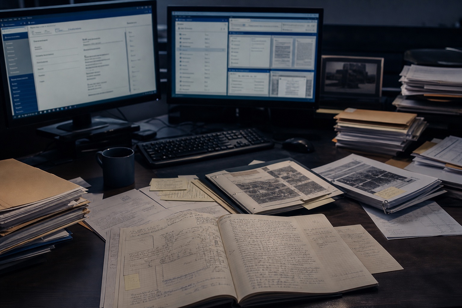 Digital customer records, workflow screens, files and handwritten notes preserved together